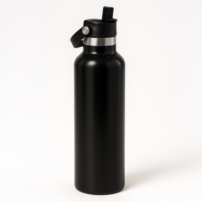 Thermo Edelstahl Sportflasche – 750 ml | Doppelwandig & mit Klapp-Strohhalm